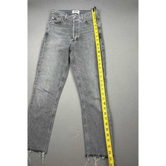 Agolde Juniors 24 Distressed Grey Button Fly Denim Jeans - Picture 9 of 12